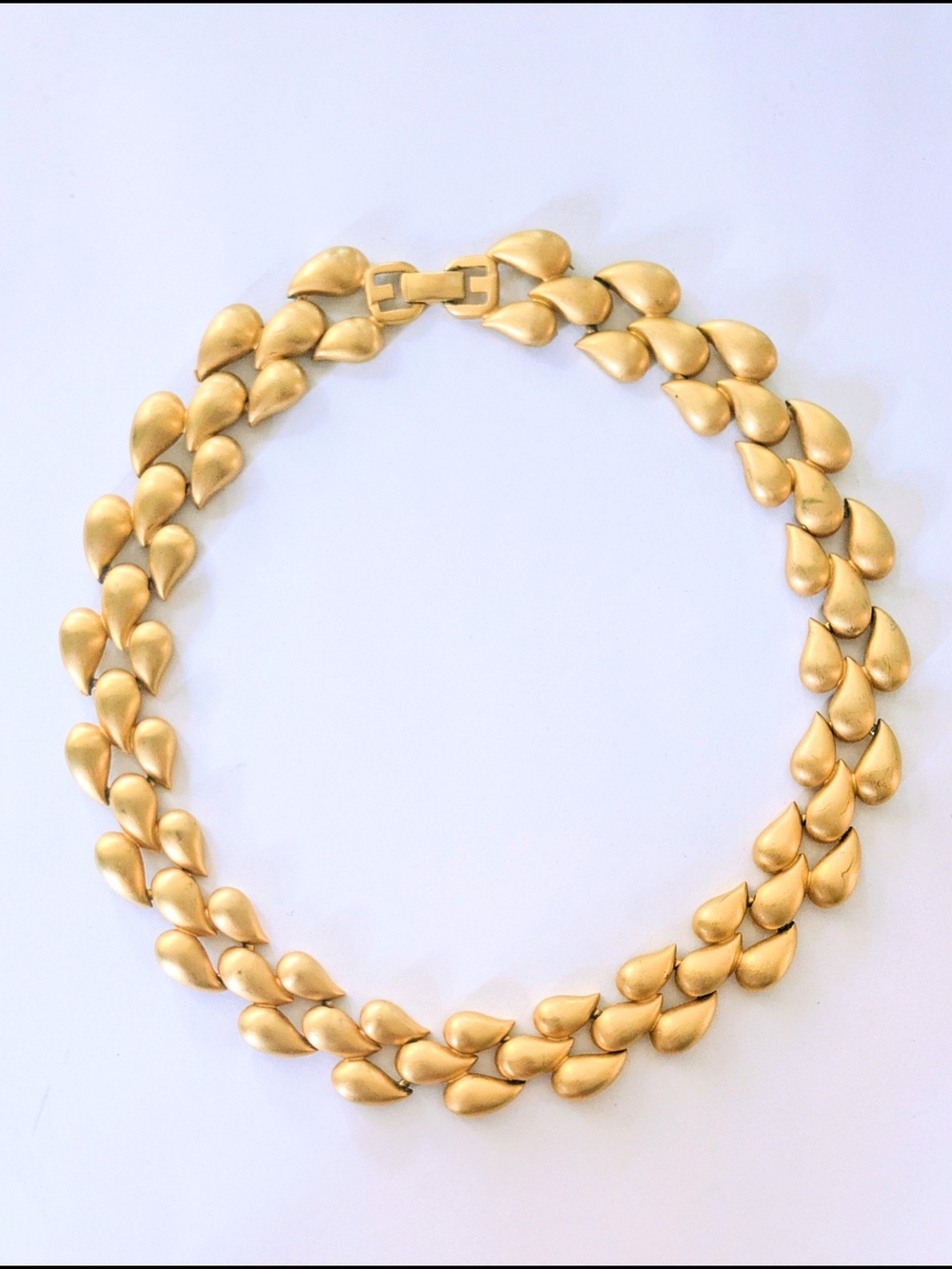Stunning GIVENCHY Vintage Brushed Gold-Tone Teardrop Statement Collar Necklace